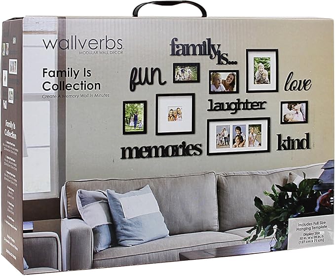 J.M.Deco 13 Pack Photo Frame, 9 Slots Reunion Family Memory Picture Frame Selfie 3D Design Gallery Collage Wall Hanging for 6x4 Photo, 5x7 Photo, 4x4 Photo, Black