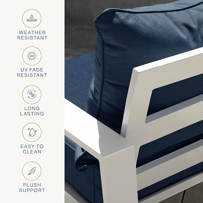 Honeycomb Outdoor Essentials Deep Seat, 24 x 24, Medina Medallion Blue Chair Cushion for Patio Furniture