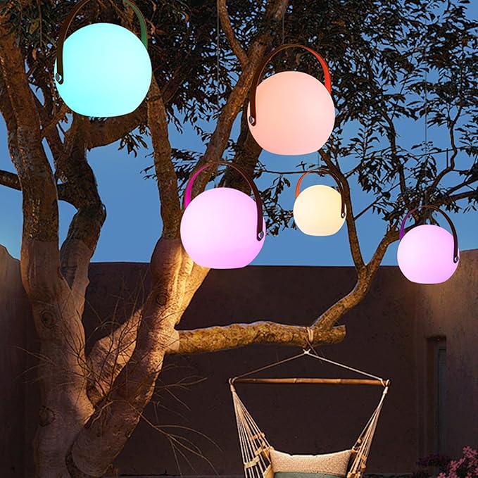 LED Glowing Ball Light with Handle, 7-Inch Cordless 16 Color Changing and 4 Light Modes Kids Night Light, Rechargeable & Dimmable Mood Lamp with Remote Control for Home Party Camping