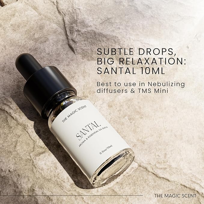 Santal Diffuser Oil - Fragrance Scent - Cold-Air & Ultrasonic - Santal Essential Oil - Diffuser Oils Scents for Home - Sandalwood Oil - 0.3 fl oz, 10 mL