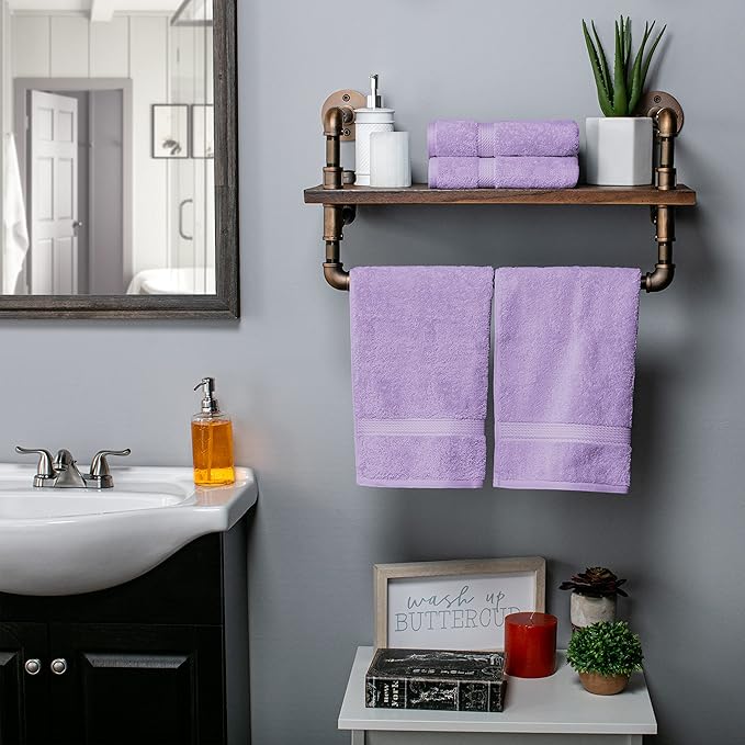 BLUENILEMILLS BNM Egyptian Cotton 4-Piece Towel Set, Includes 4 Hand Towels, Attached Loop for Easy Hanging and Storage, Hotel Quality, Perfect for Bathroom, Gym, Shower Space, or Spa, Purple