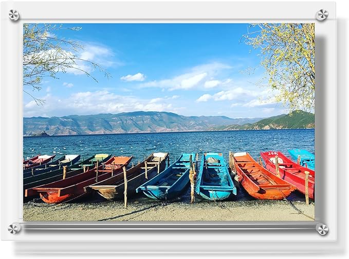 AMEITECH Acrylic Floating Picture Frame, 11x14 Double Panel Clear Wall Mount Document Certificate Frames (Inner Max Size is 9 x12.5 inch)