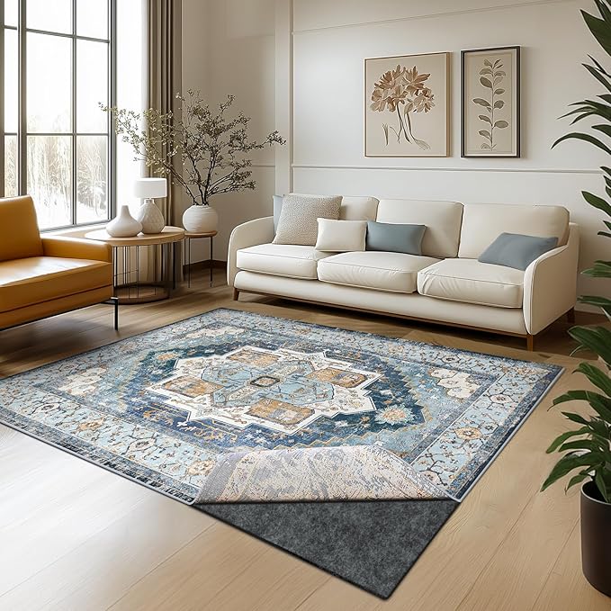 Waterproof Rug Pad, 8x10 ft Area Rug Non-Slip Carpet Pad, 1/4" Thick Non-Slip Rug Pads for All Floors and Finishes, Felt Pad for Hardwood Floors, Keeps Carpets in Place Soft and Safe