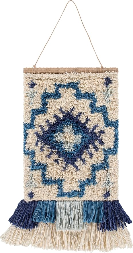 Mark&Day Wall Hanging, Abtenau Bohemian/Global Farmhouse Denim Tapestry Wall Hanging for Living Room, Bedroom, Office or Kitchen (23"H x 17"W)