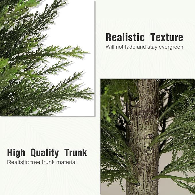 3FT Artificial Cedar Trees Set of 2, Realistic Faux Evergreen Topiary Bushes Plants, Outdoor Potted Fake Cypress Shrubs for Front Porch Garden Home Living Room Decor