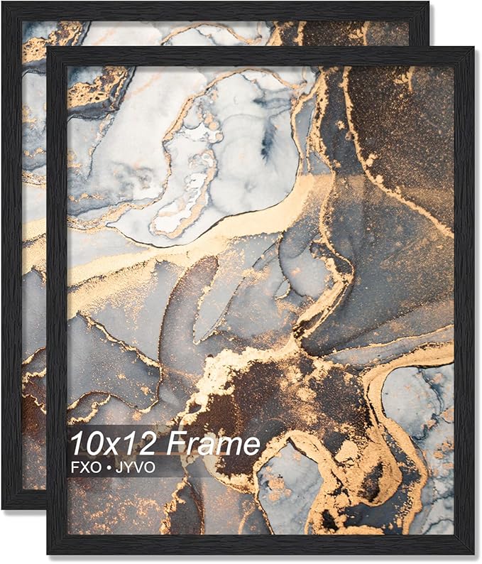 Engineered Wood 10x12 Picture Frame Set of 2, Black Frame for 10 x 12 Inch Picture Poster Photo, Light Weight 10 by 12 Frame with Wood-grain for Wall - 2 Pack/Black/10 x12