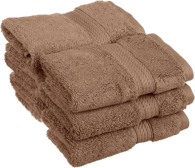 BLUENILEMILLS BNM Egyptian Cotton 6-Piece Towel Set, Includes 6 Face Towels, Attached Loop for Easy Hanging and Storage, Hotel Quality, Perfect for Bathroom, Gym, Shower Space, or Spa, Latte