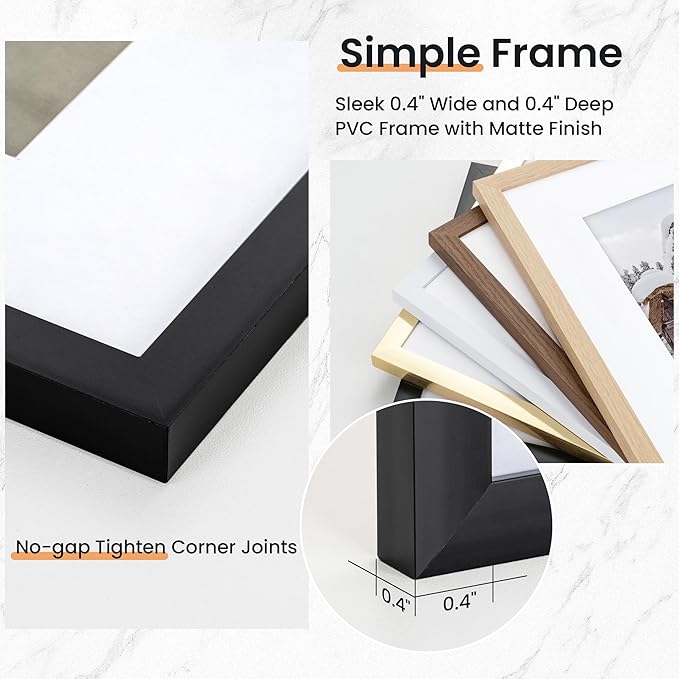 18x24 inch Picture Frame, 18x24 Photo Frames with 16x20 Removable Mat - High Definition Plexiglass - Vertical and Horizontal Display - Wall Hanging Poster Frame - Black, 3 Pack