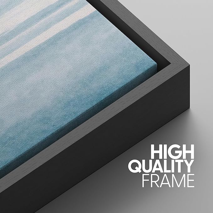 SIGNWIN 3 Piece Framed Canvas Wall Art Blue Sky Watercolor Nature Wilderness Illustrations Abstract Traditional Relax/Calm Home Artwork Decoration for Living Room,Bedroom - 16"x24"x3 Black