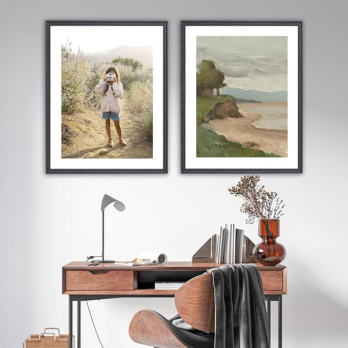 Camden Reed Set of Two Luxe Poster Frames Matted to 18x24 Inches, 22x28 Inch, Black