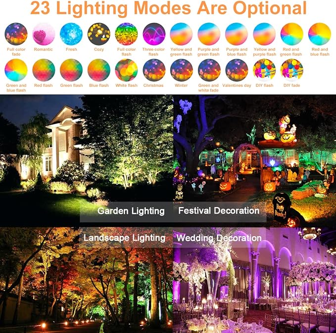 LED Flood Lights RGB Color Changing 300W Equivalent Outdoor, 30W Bluetooth Smart RGB Floodlight APP Control, IP66 Waterproof, Timing, 2700K&16 Million Colors 23 Modes for Garden Stage Lighting 4 Pack