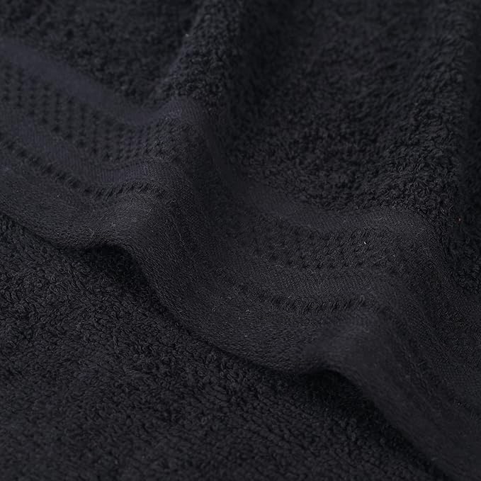 Superior Honeycomb Cotton Medium Weight Towels, for Guest Bath, Master Bathroom, Shower, Quick Dry, Adults, Home Essentials, Textured Waffle Border, Assorted Towel Set, 8 Piece Towel Set, Black