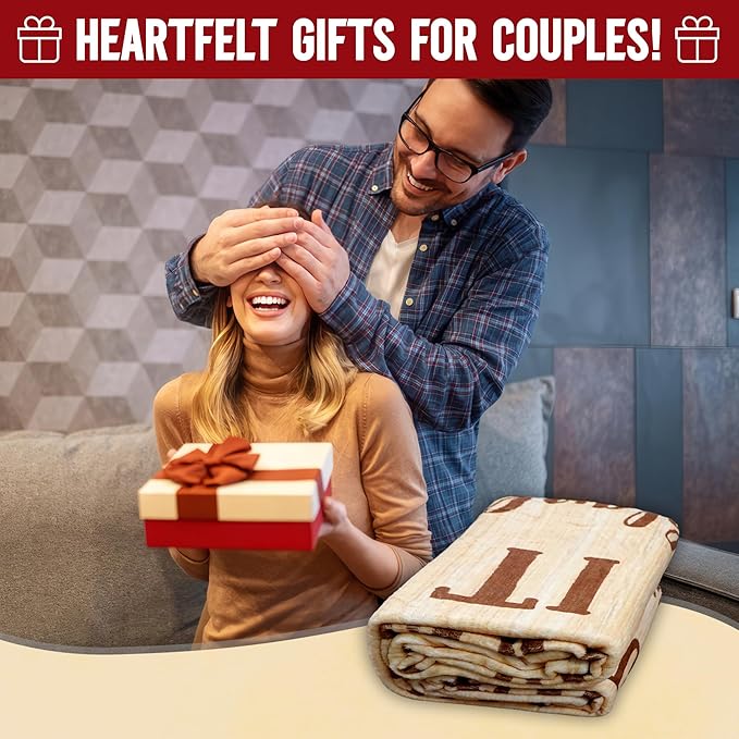 Couple Gifts for Girlfriend Boyfriend - Soft Fleece Throw Blankets 50x60 in - Wedding Anniversary Birthday Gifts for Him Her Husband Wife Women Men, I Love You Blanket