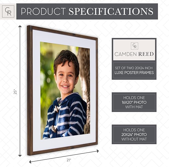 Camden Reed Set of Two Serenity Poster Frames Matted to 16x20 Inches, 20x24 Inch, Dark Oak Finish