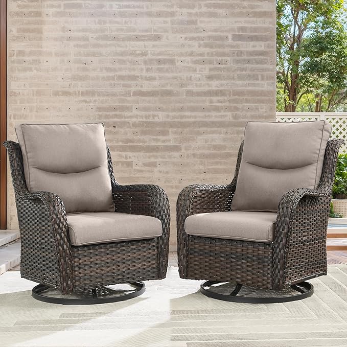 Outdoor Chair Cushions Set of 2-22 x 25 Inch Fade Resistant Patio Chair Cushions Outdoor Seat Cushions for Patio Furniture Chair Sofa Couch-Beige