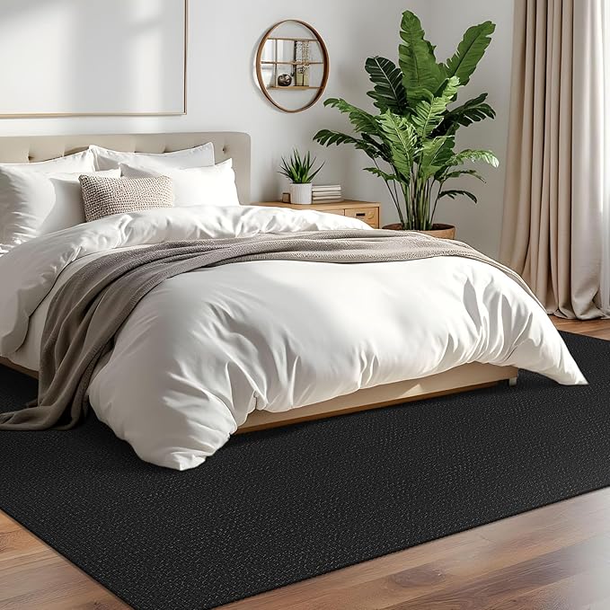 IOHOUZE Washable Area Rug 6x9 Non Slip Rubber Backed Rugs for Living Room, Dining Room Rugs Bedroom Rug, Woven Indoor Floor Carpet for Living Room Nursery, Black/Grey
