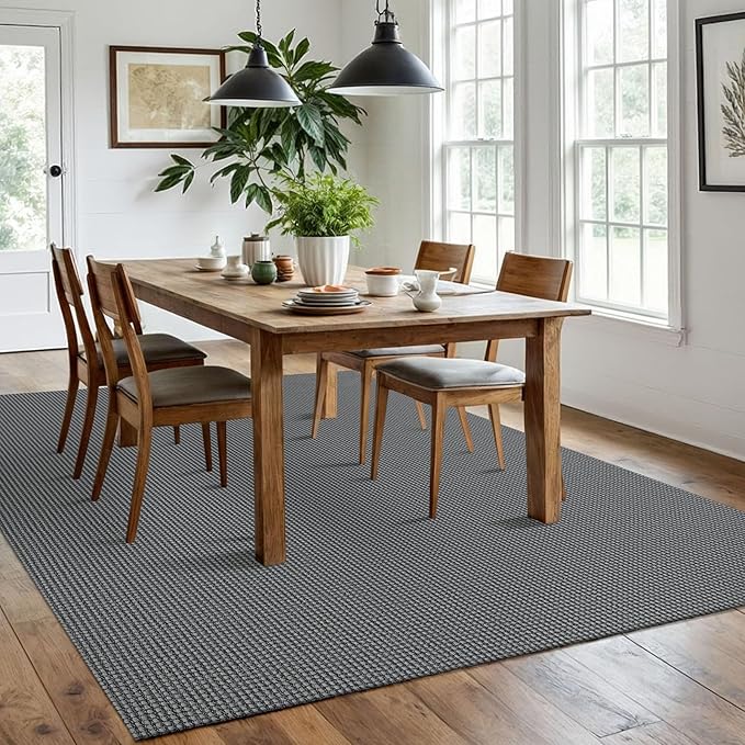 IOHOUZE Washable Area Rug 6x9 Non Slip Rubber Backed Rugs for Living Room, Dining Room Rugs Bedroom Rug, Woven Indoor Floor Carpet for Living Room Nursery, Dark Grey