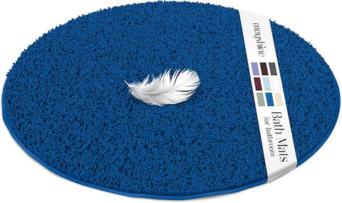 MAYSHINE Round Area Rug Set for Bathroom | Soft Plush Chenille Bath Mat, Water Absorbent Non-Slip Bathroom Rug | Washable Shag Carpet for Shower, Bedroom, or Home Décor | 36"x36" (Round) | Dark Blue