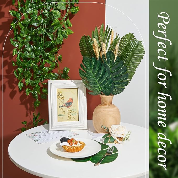 XunYee 24 Strands 165 ft Artificial Vines with Leaves Tropical Leaf Garland and 6 Style Fake Monstera Palm Leaves Decoration Faux Ivy Vines Bulk for Jungle Safari Baby Shower Plant Party Decoration