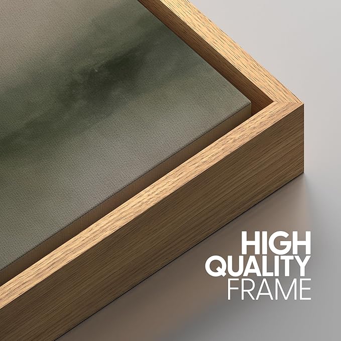 SIGNWIN Framed Wall Art Print Set Neutral Green Abstract Contemporary Misty Landscape Photography Modern Art Minimalist Closeup Dramatic for Living Room, Bedroom, Offic - 16"x24"x3 NATURAL