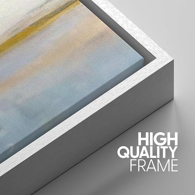 SIGNWIN Framed Canvas Print Wall Art Set Grunge Watercolor Pastel Lake Landscape Nature Abstract Illustrations Fine Art Decorative Nordic Rustic for Living Room, Bedroom, Office - 24"x36"x3 White