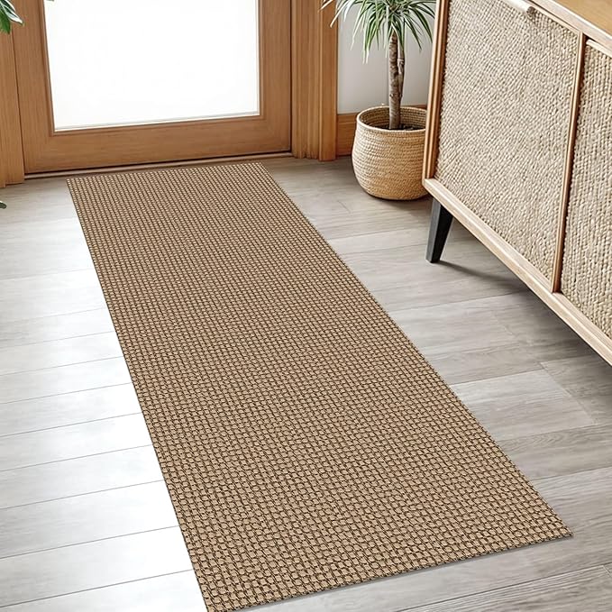 IOHOUZE Washable Runner Rug 2x5 Non Slip Rubber Backed Runners for Hallways Entryway Runner Indoor, Throw Rug Woven Cotton Floor Carpet for Hall Entrance Bedroom, Orange/Tan/Brown