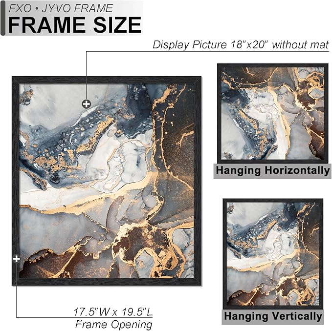 Engineered Wood 18x20 Picture Frame Set of 6, Black Frame for 18 x 20 Inch Picture Poster Photo, Light Weight 18 by 20 Frame with Wood-grain for Wall - 6 Pack/Black/18 x20
