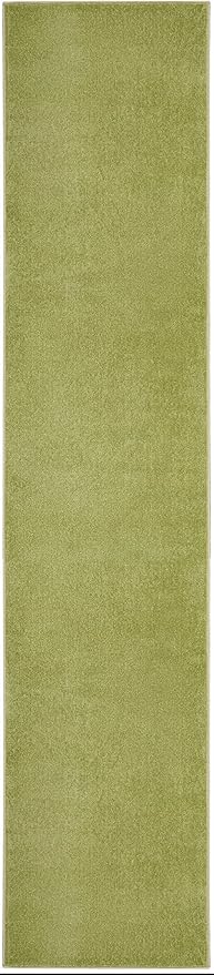 Nourison Home Essentials Solid Indoor/Outdoor Green 2'2" x 18 Area Rug, Easy Cleaning, Non Shedding, Bed Room, Living Room, Dining Room, Deck, Patio, Backyard (2x18)