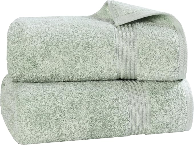 Superior Egyptian Cotton 2-Piece Bath Sheet Towel Set, Oversized Body Towels For Adults And Kids, Large Towel For Bath, Shower, Guest Bathroom, Spa, Gym, Resort, Essentials, Airbnb, Sage