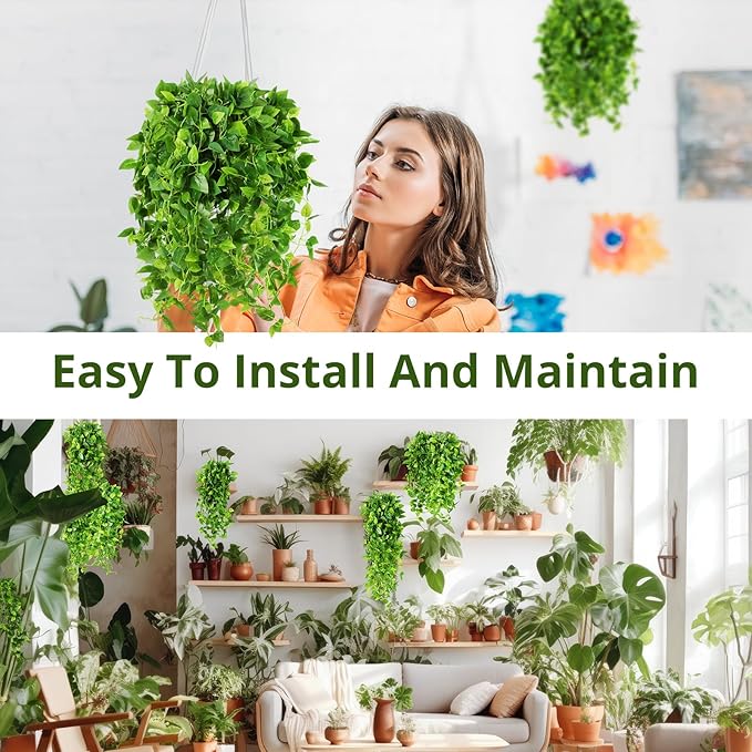 XunYee 32 Pcs Artificial Hanging Plants 3.6FT Fake Hanging Plants for Living Room Fake Ivy Vine Plastic Faux Hanging Plant for Wall House Room Garden Wedding Garland Indoor Outdoor Decor, No Basket