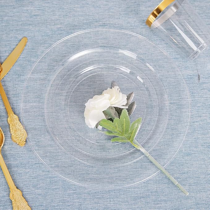 Liacere 120Pieces Clear Plastic Plates - Premium Clear Disposable Plates include 60Pieces 10.25inch Dinner Plates & 60Pieces 7.5inch Dessert Plates for Weddings & Parties