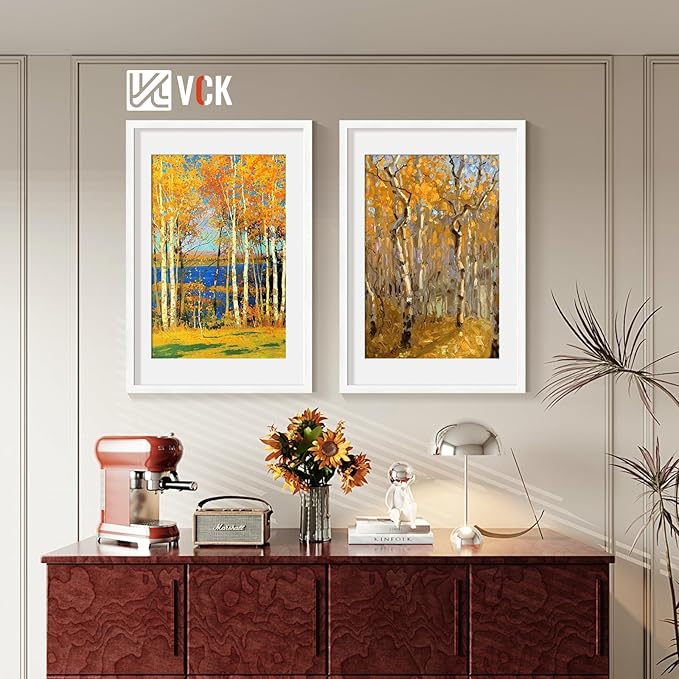 VCK 20x30 Poster Frame White - 5 Pack, Solid Wood Picture Frame | Matted to 16x24 or 20x30 without Mat | Textured Exclusive | Wall Mounting Hanging