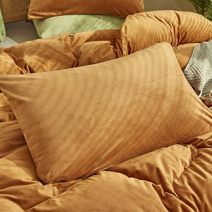 Pureant Pumpkin Comforter Set Full Burnt Orange Velvet Bedding Comforters Women Girls Solid Terracotta Aesthetic Flannel Quilts Soft Warm Light Caramel Plush Blanket Sherpa Luxury Shaggy Cinnamon Bed