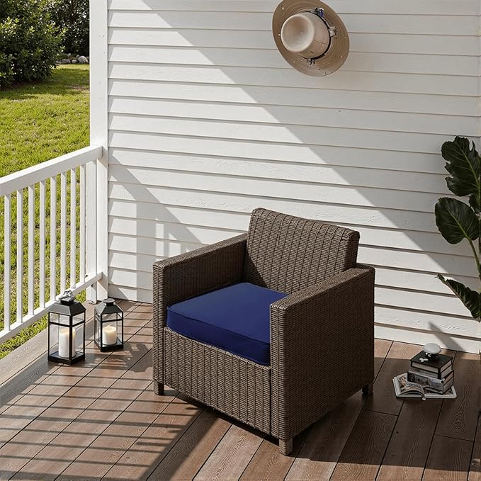 Outdoor Chair Cushions 19 x 19 x 3 Inch, Waterproof & Fade Resistant Patio Seat Cushion for Furniture with Handle and Ties, Thick Seating Pads for Outside Sofa Couch Set of 2, Dark Blue
