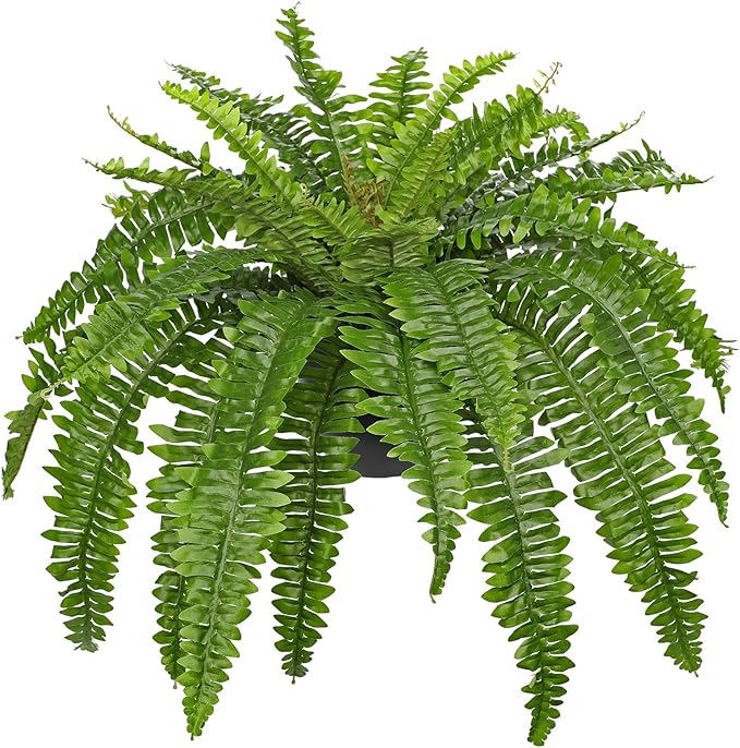Artificial Fern Plants in Pot 34.6" Large Artificial Boston Fern 39 Leaves for Outdoors & Indoor Faux Potted Plant Fake Ferns Bush Plant for Patio Garden Farmhouse Porch Home Decor Green
