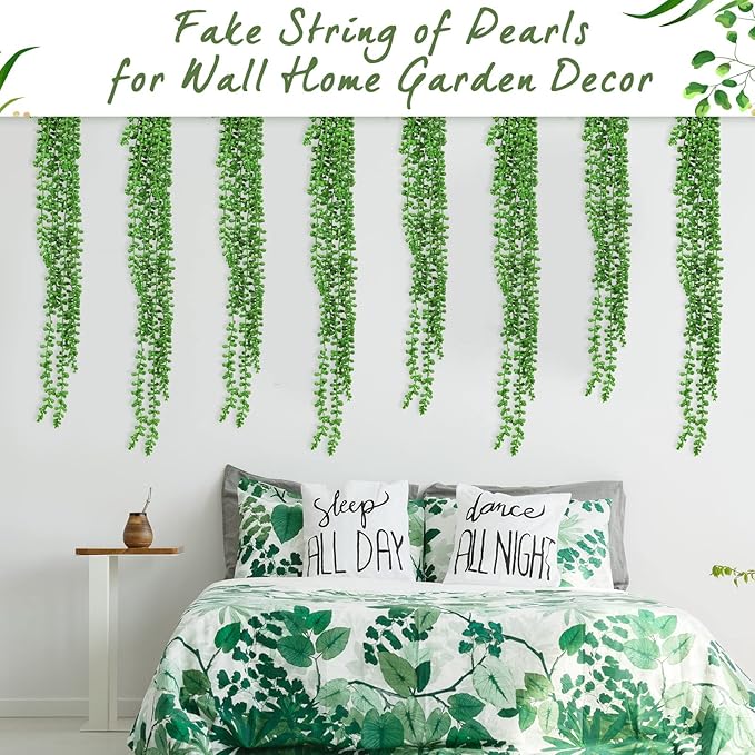 16 Pcs Artificial Succulents Bulk Hanging Plants 24 Inches Large Fake String of Pearls Faux Plants Wall Greenery Decor for Garden Indoor Outdoor Decoration (Fresh Style)