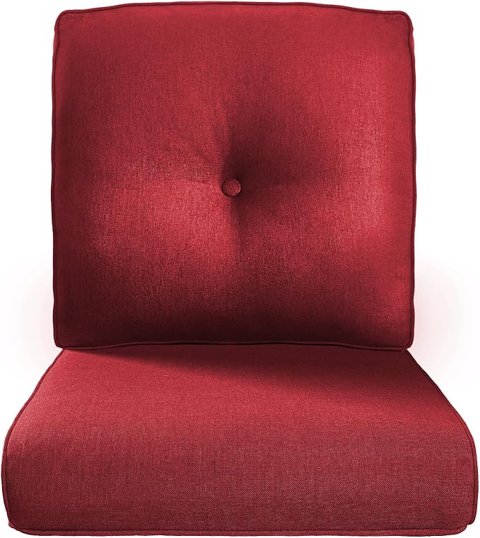22x25/22x24 Outdoor Couch Cushions for Patio Funiture Set of 3 - High Back Outside Seat Cushions for Lawn Wicker Dining Chair Rocker Glider Loveseat 3-Seater Sectional Sofa - Red/Button