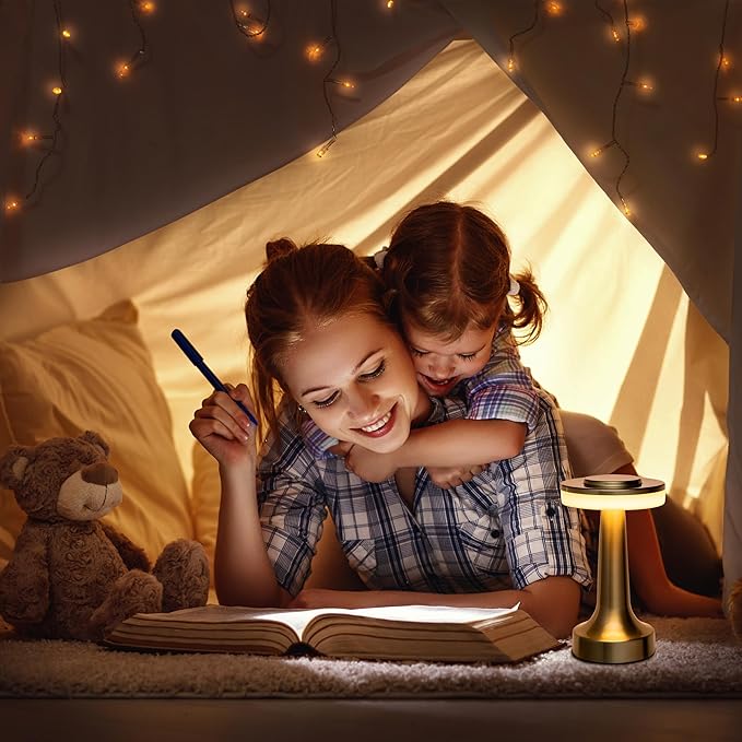 O’Bright Portable LED Table Lamp with Touch Sensor, 3-Levels Brightness, Rechargeable Battery Up to 48 Hours Usage, Night Light for Kids Nursery, Nightstand Lamp, Bedside Lamp (Matte Black)