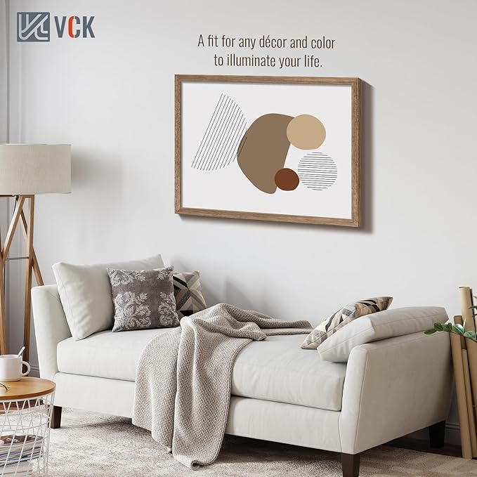 VCK 24x30 Poster Frame 5 Pack, Brown Walnut Wood Picture Frame, Exclusive Wood Grain, Wall Mounting Hanging