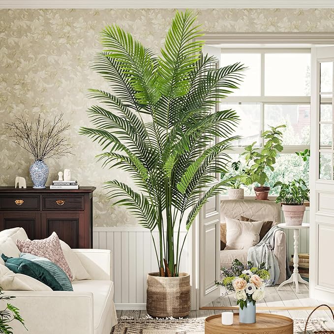 VIAGDO Artificial Palm Tree 7ft Tall Fake Palm Tree Decor with 22 Detachable Trunks Faux Tropical Palm Silk Plant Feaux Dypsis Lutescens Plants in Pot for Home Office Living Room Floor Decor Indoor