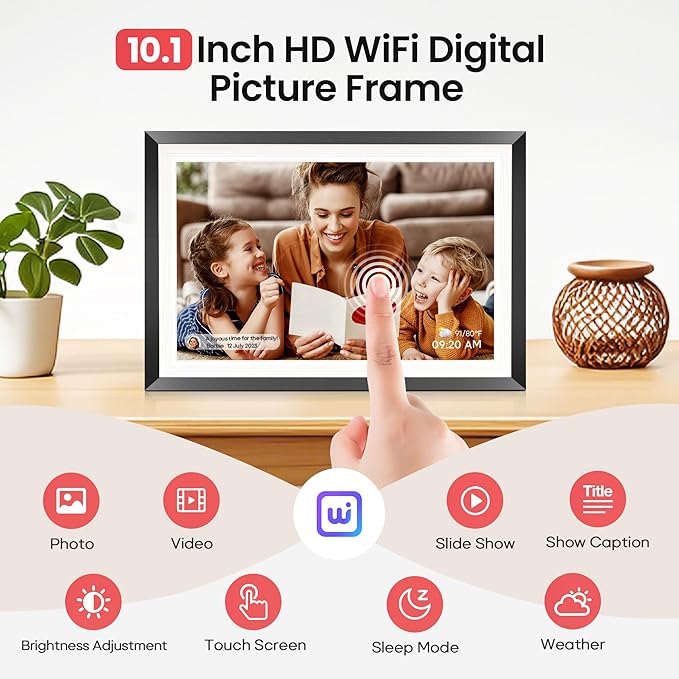 RCA 10.1" WiFi Digital Picture Frame, Electronic Photo Frames 32GB Storage, HD IPS Touch Screen WiFi Frame/Auto Rotate/Wall Mounted, Easy Setup in Uhale App to Share Photo/Video Anytime | (4Pack)