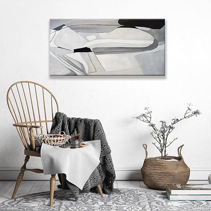 TAIJXAGSG Abstract Canvas Art Wall Decor Modern Minimalist Home Wall Decor Paintings White Wall Art Prints Abstract Art Line Art Bedroom Kitchen Office Decor 20"×40"