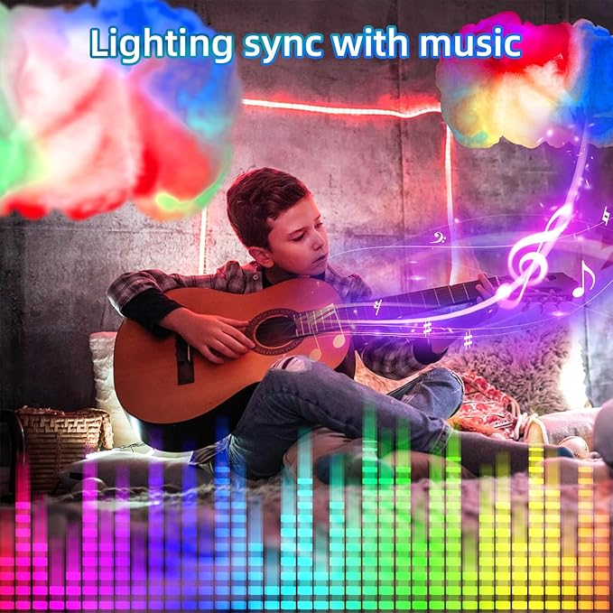 Cloud Lights for Ceiling - Aesthetic Mood Light, Music Sync App Control Wall Light Color Changing Strip Lights, Cool Stuff for Kids Room Decor