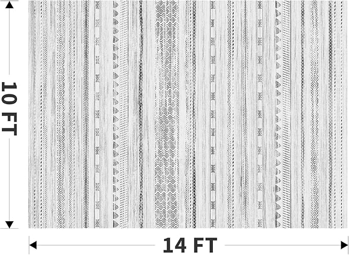 10x14 Area Rugs for Living Room Machine Washable Rug Distressed Indoor Carpet Neutral Moroccan Boho Rug Ultra Soft Area Rug for Bedroom Dining Room Playroom Office, Black