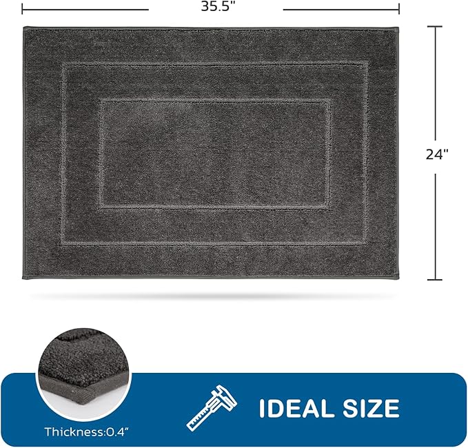 PURRUGS Machine Washable Kitchen Rug 24" x 35.5", Non-Slip/Skid Kitchen Runner Rugs & Floor Mats, Super Absorbent Soft Standing Mats for Kitchen, Sink & Laundry, Grey