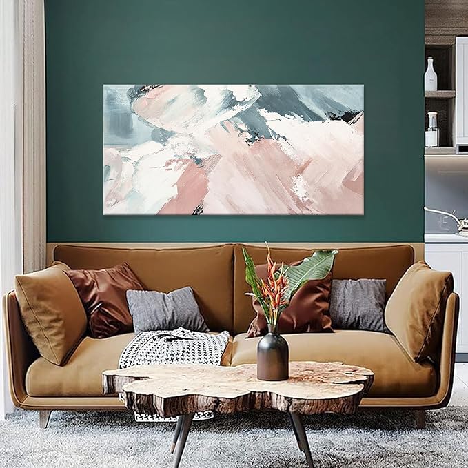 TAIJXAGSG Abstract Wall Art Ready To Hang Home Wall Decor Artwork Pink Wall Art Colorful Canvas Art Wall Decor Prints Painting For Living Room Bedroom Office Apartment Decoration 24"X48"