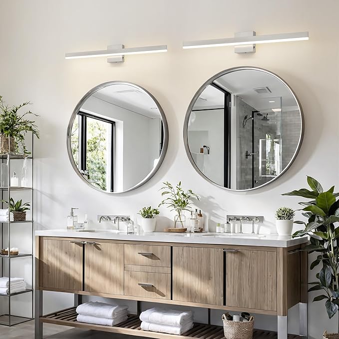 Nickel Bathroom Vanity Light 31.5 inch, 18W Dimmable 5CCT LED Bathroom Light Fixture Over Mirror Restroom-ETL Certificated