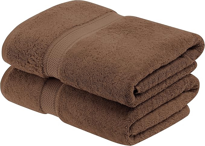 BLUENILEMILLS Premium Towel Collection, Egyptian Cotton Towels for Shower and Bathroom Assorted 2-Piece Towel Set, 30" x 55", Chocolate by Blue Nile Mills