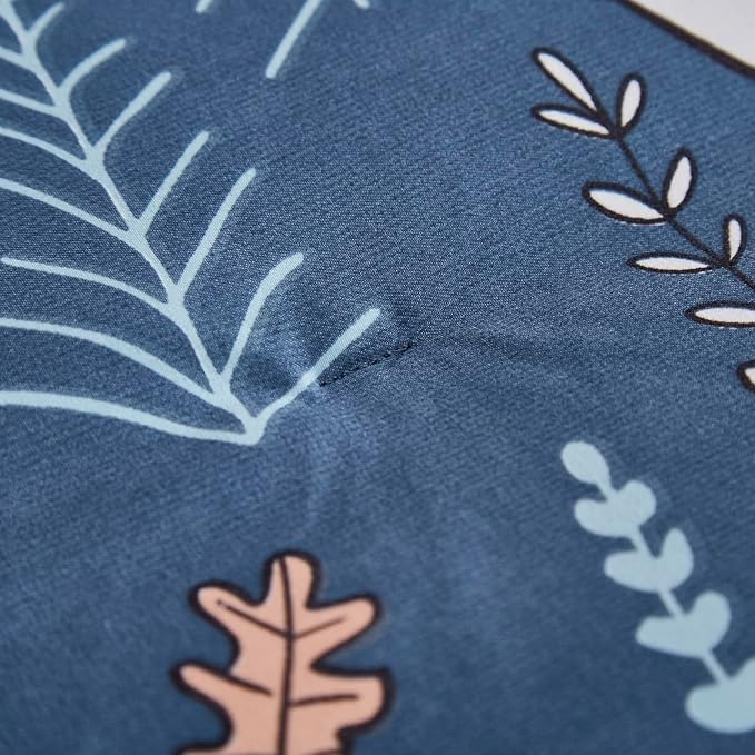 CLOTHKNOW Kids Queen Comforter Sets Blue Cartoon Bedding Comforter Sets Animal Queen Comforter Forest Fox Rabbit Comforter with 2 x Pillow Cases