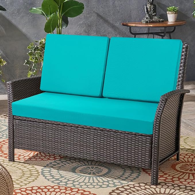idee-home Outdoor Loveseat Cushions for Patio Furniture, 46" x 26", Patio Love Seat Sofa Cushions for Porch Garden Chair